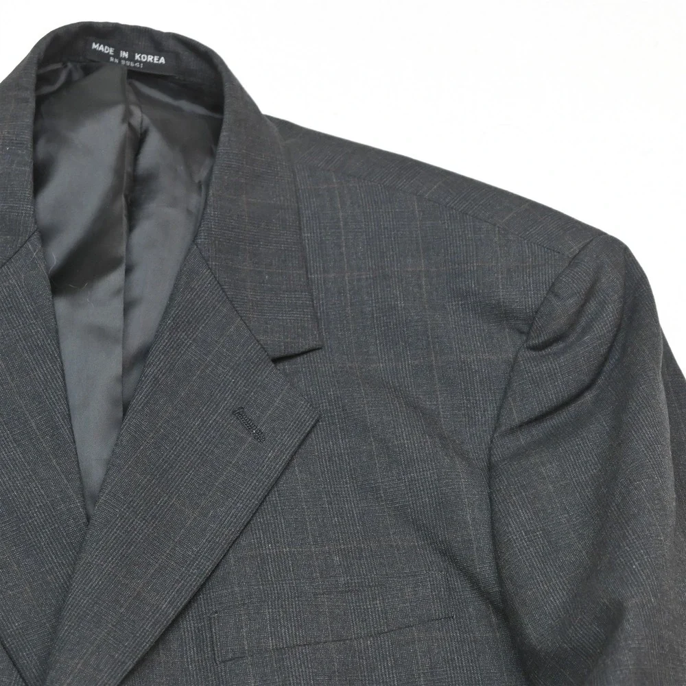 Gerald Austin 43R 36x32 Gray‎ Glenn Check 100% Wool Mens Jacket Pants Suit